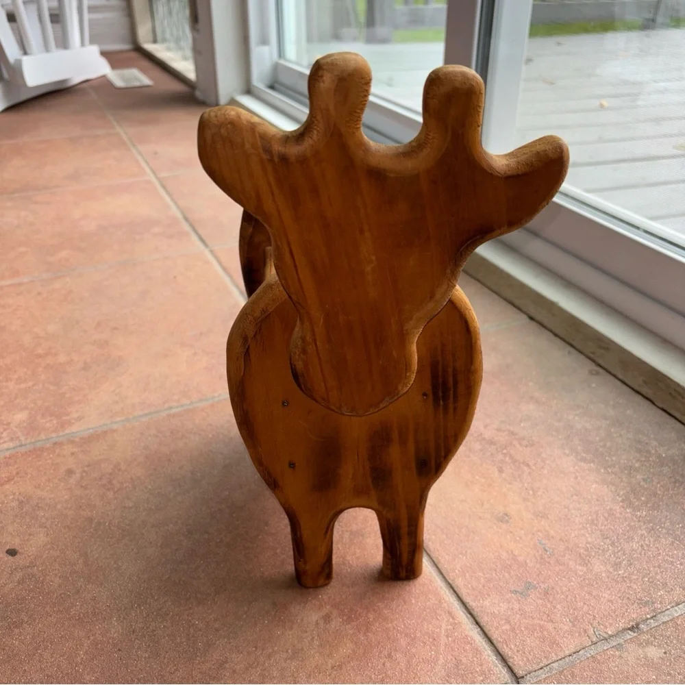 Wooden cow live stock holder hand crafted home decor storage